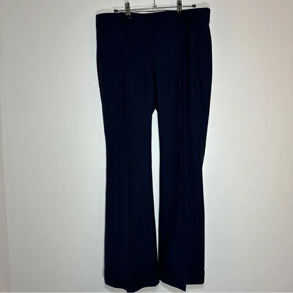 Theory Womens Size 10 Navy Blue Wide Leg Trouser Dress Pant Wool *flawed*